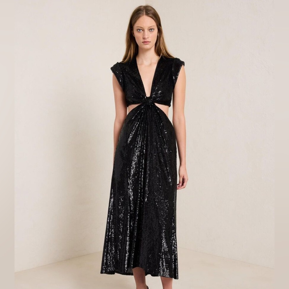 NWT A.L.C Black Sequined Alexis Midi Dress